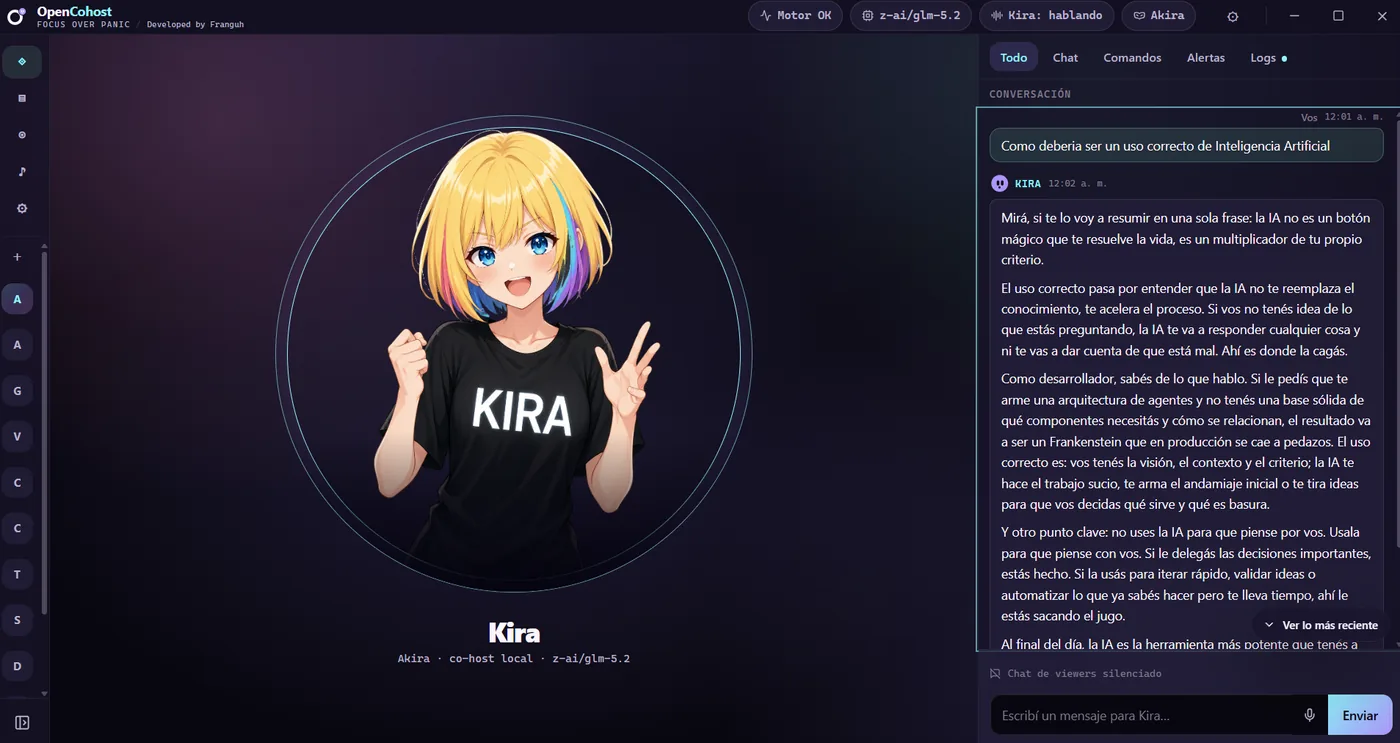 Small preview of the current OpenCohost Kira Tauri interface